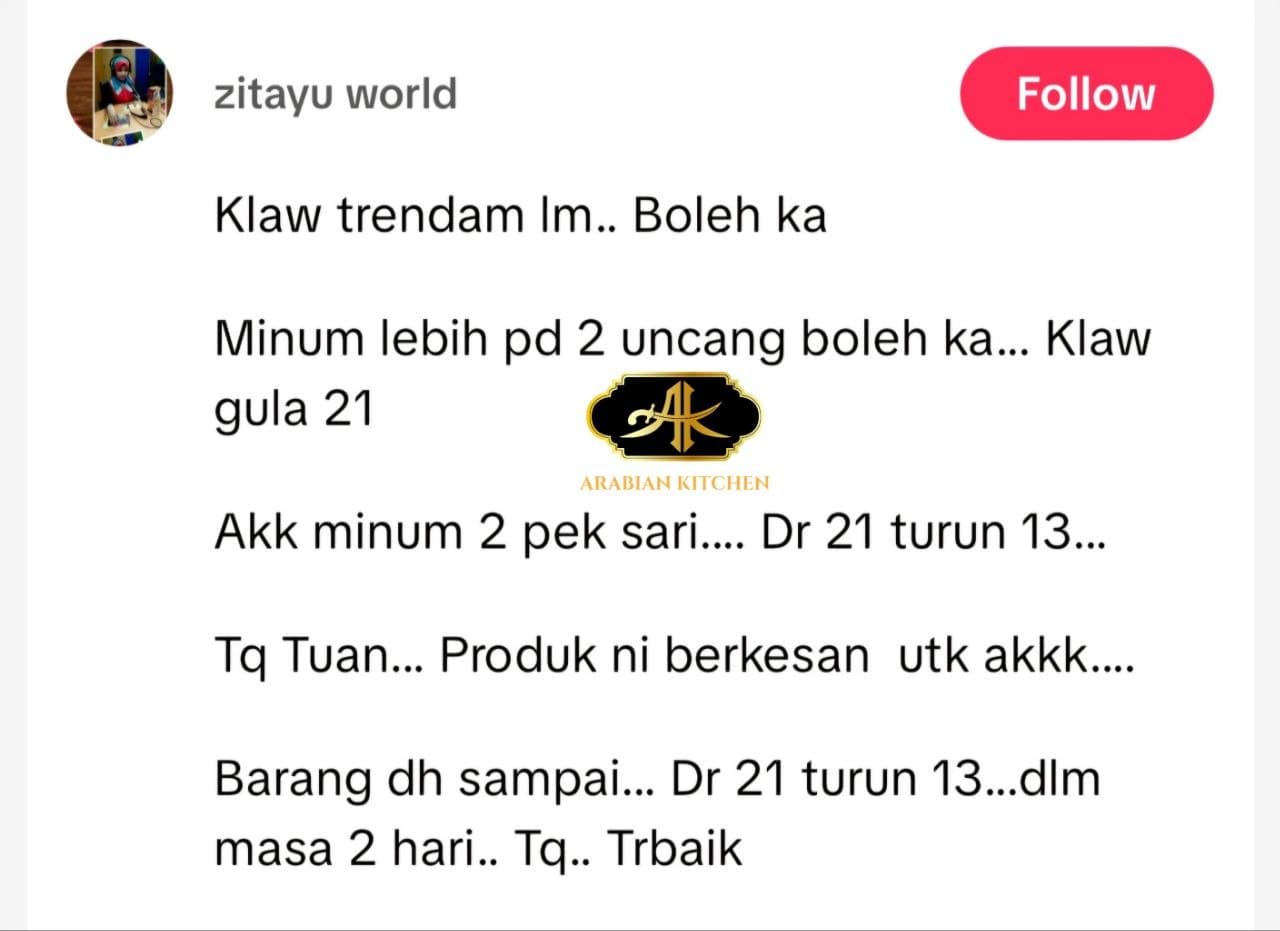Testimoni pelanggan Teh Insulin