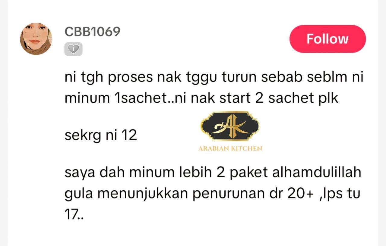 Testimoni pelanggan Teh Insulin